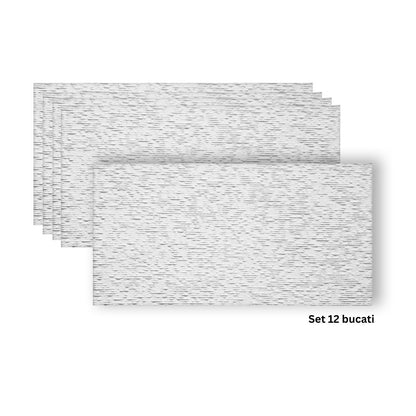 Set 12 panouri decorative din praf de piatra, Naimeed D7356, flexibile, ignifuge, strat protector ceramic, rezistente la razele UV, 120x60x0.2 cm, alb