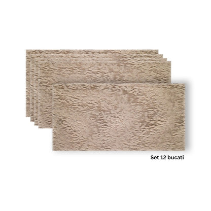 Set 12 panouri decorative din praf de piatra, Naimeed D7357, flexibile, ignifuge, strat protector ceramic, rezistente la razele UV, 120x60x0.2 cm, bej piersica