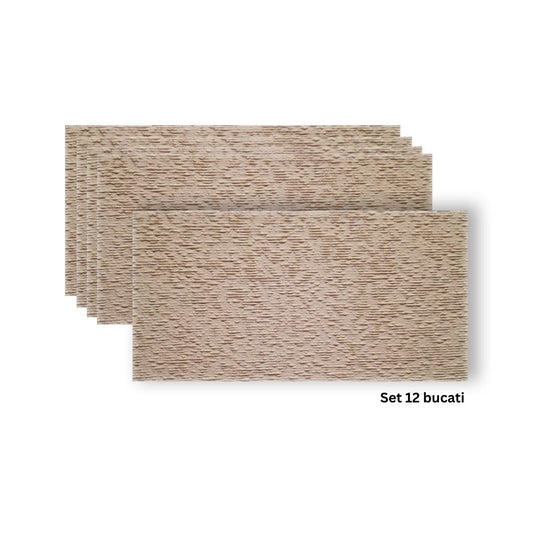 Set 12 panouri decorative din praf de piatra, Naimeed D7357, flexibile, ignifuge, strat protector ceramic, rezistente la razele UV, 120x60x0.2 cm, bej piersica