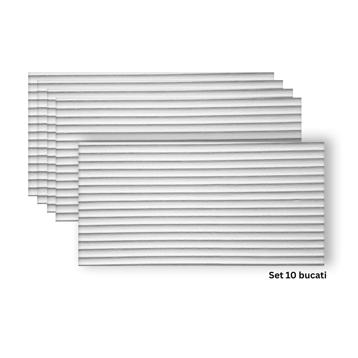 Set 10 panouri decorative din praf de piatra, Naimeed D7359, flexibile, ignifuge, strat protector ceramic, rezistente la razele UV, 120x60x0.2 cm, alb