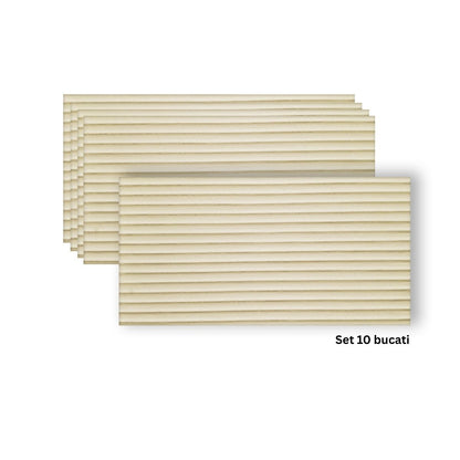Set 10 panouri decorative din praf de piatra, Naimeed D7360, flexibile, ignifuge, strat protector ceramic, rezistente la razele UV, 120x60x0.2 cm, bej galbui