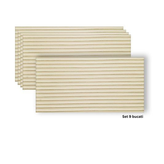 Set 9 panouri decorative din praf de piatra, Naimeed D7360, flexibile, ignifuge, rezistente la razele UV, 120x60x0.2 cm, bej galbui