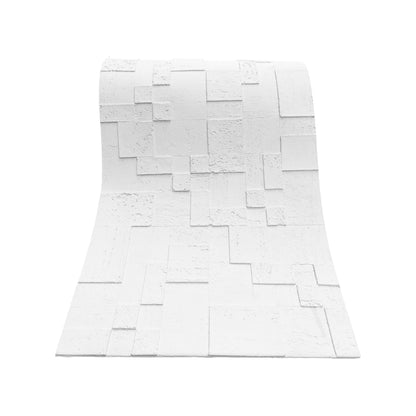 Panou decorativ din praf de piatra, Naimeed D7362, flexibil, ignifug, strat protector ceramic, rezistent la razele UV, 120x60x0.2 cm, alb