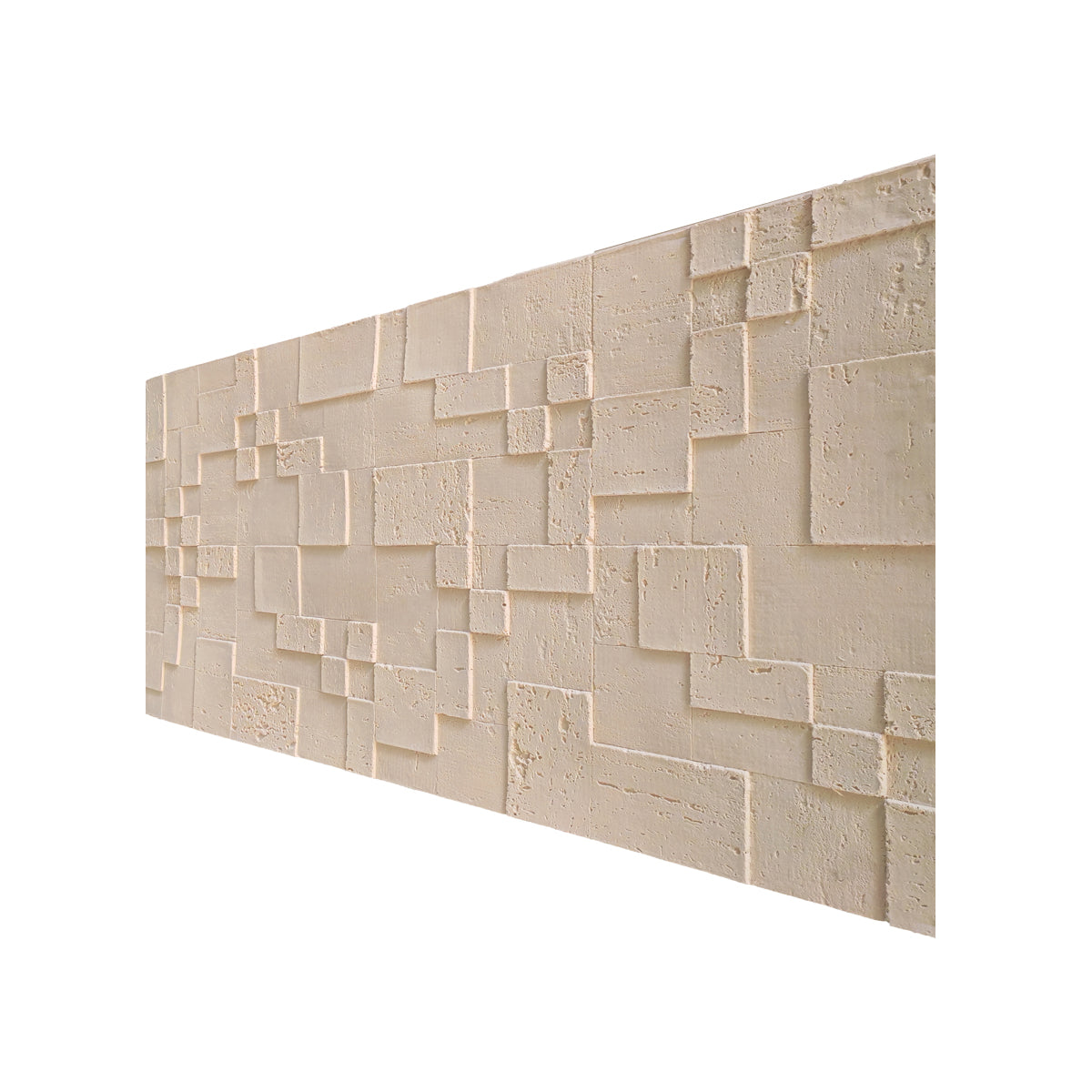 Set 10 panouri decorative din praf de piatra, Naimeed D7363, flexibile, ignifuge, strat protector ceramic, rezistente la razele UV, 120x60x0.2 cm, crem deschis