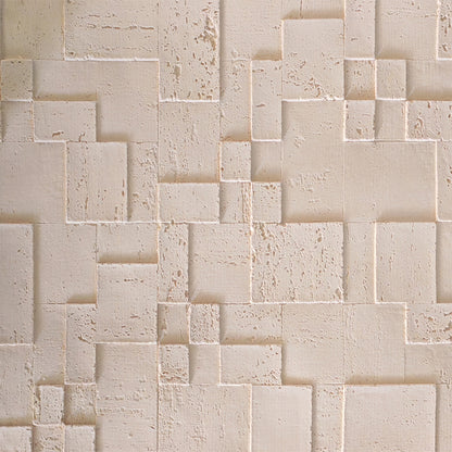 Panou decorativ din praf de piatra, Naimeed D7363, flexibil, ignifug, strat protector ceramic, rezistent la razele UV, 120x60x0.2 cm, crem deschis