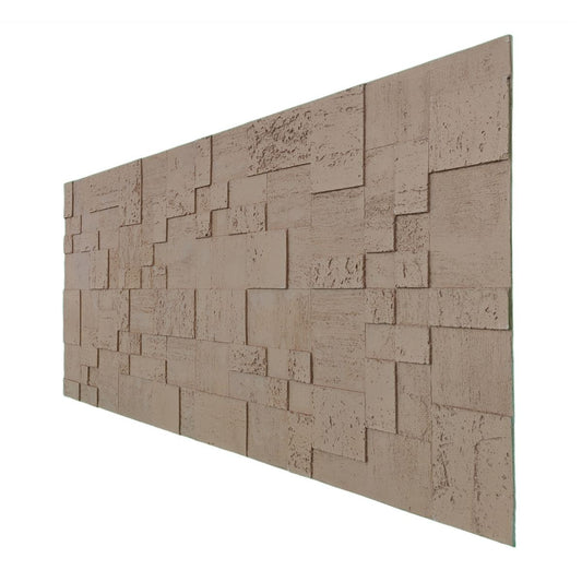 Panou decorativ din praf de piatra, Naimeed D7364, flexibil, ignifug, strat protector ceramic, rezistent la razele UV, 120x60x0.2 cm, maro deschis