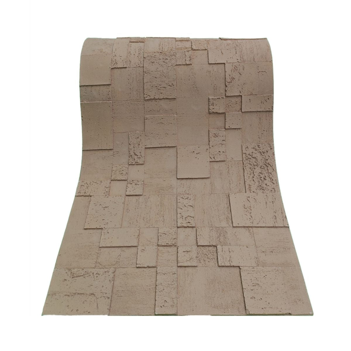 Panou decorativ din praf de piatra, Naimeed D7364, flexibil, ignifug, strat protector ceramic, rezistent la razele UV, 120x60x0.2 cm, maro deschis