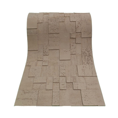 Panou decorativ din praf de piatra, Naimeed D7364, flexibil, ignifug, strat protector ceramic, rezistent la razele UV, 120x60x0.2 cm, maro deschis