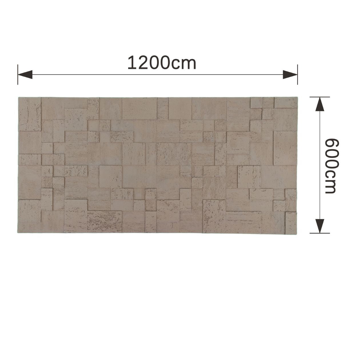 Panou decorativ din praf de piatra, Naimeed D7364, flexibil, ignifug, strat protector ceramic, rezistent la razele UV, 120x60x0.2 cm, maro deschis