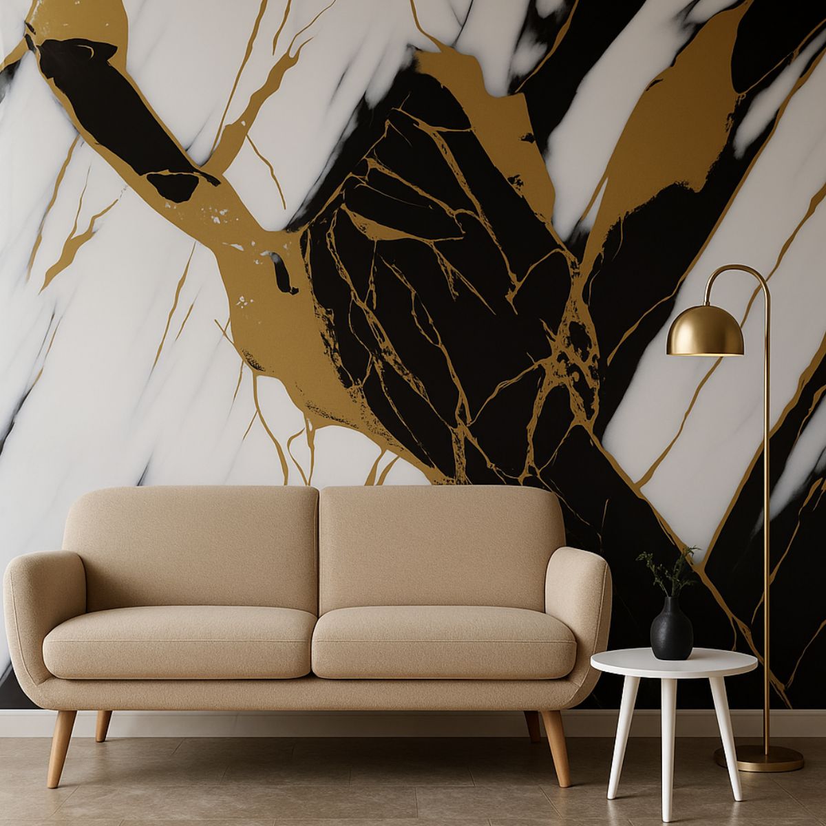 Rola panou autoadeziv, Naimeed D7383, design modern, 2.5mm grosime, 120x280cm, Alb/Negru