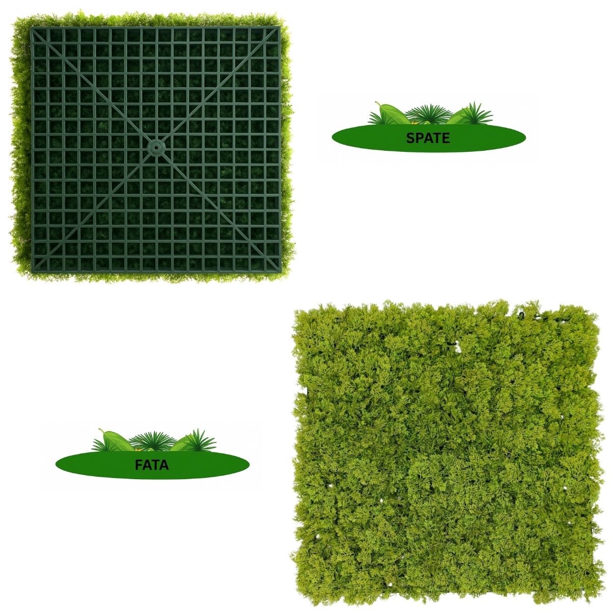 Panou din plante artificiale, Naimeed D7428, Verde, 50x50 cm