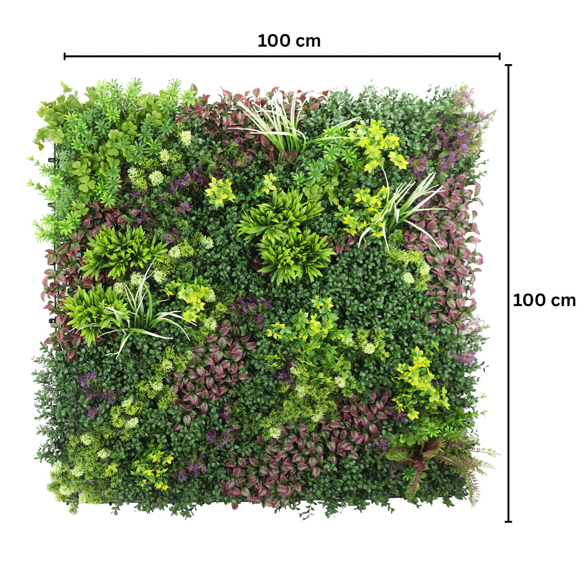 Panou din plante artificiale,cu frunze, Naimeed D7430, Multicolor, 100x100 cm