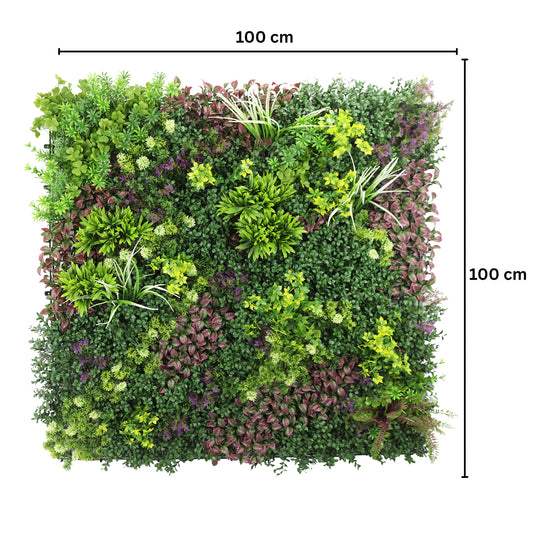 Panou din plante artificiale,cu frunze, Naimeed D7430, Multicolor, 100x100 cm