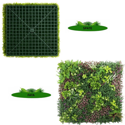 Panou din plante artificiale,cu frunze, Naimeed D7430, Multicolor, 100x100 cm