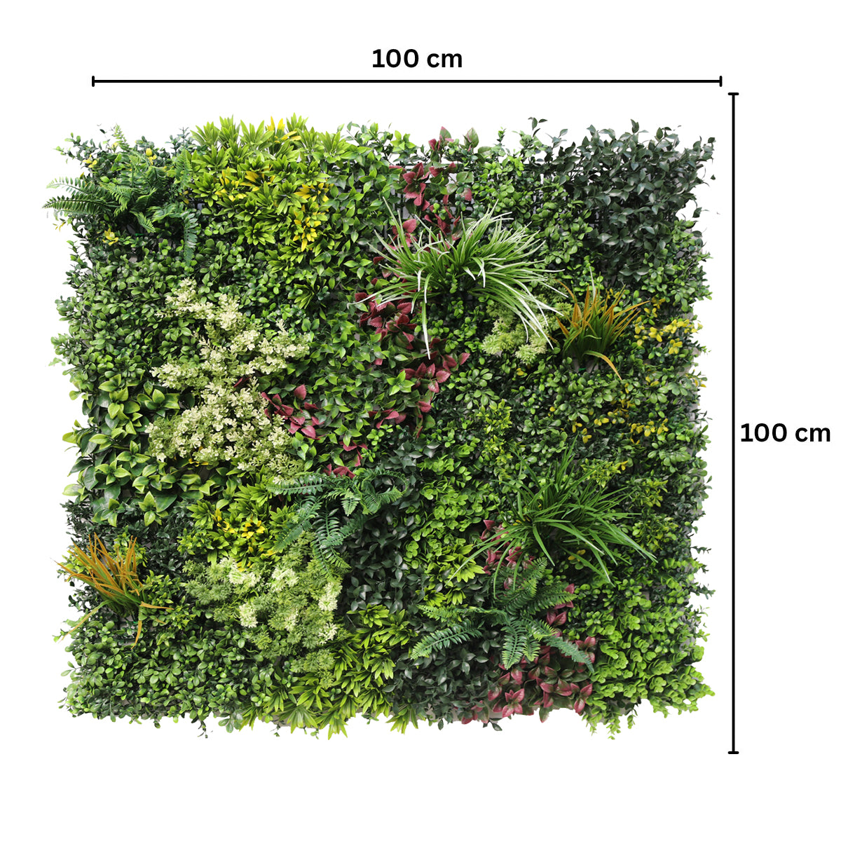 Panou din plante artificiale,cu frunze, Naimeed D7431, Multicolor, 100x100 cm