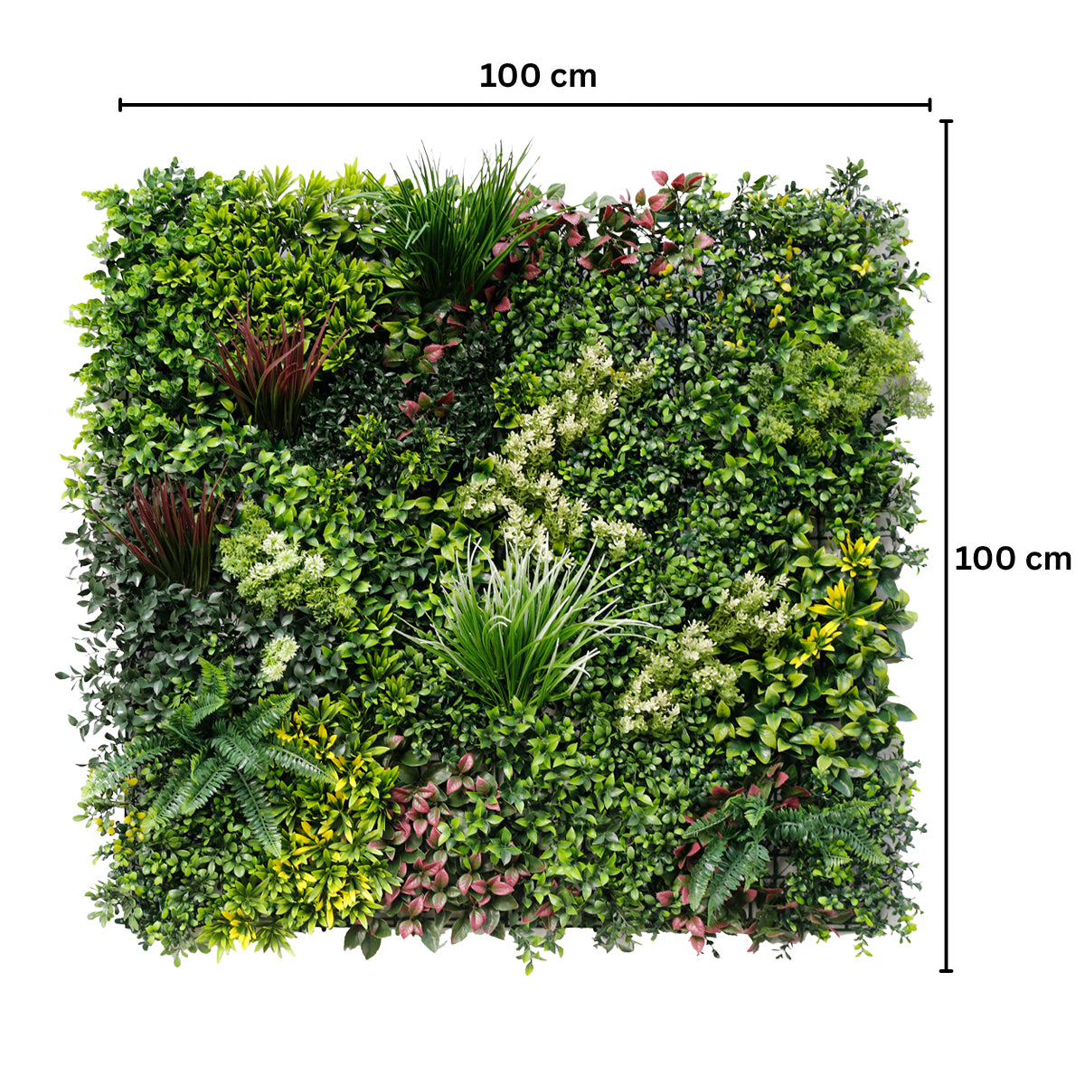 Panou din plante artificiale,cu frunze, Naimeed D7432, Multicolor, 100x100 cm