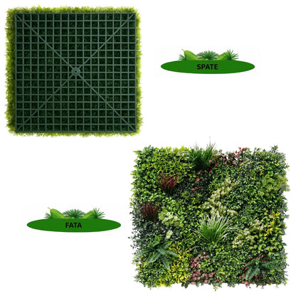 Panou din plante artificiale,cu frunze, Naimeed D7432, Multicolor, 100x100 cm