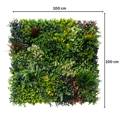 Panou din plante artificiale,cu frunze, Naimeed D7433, Multicolor, 100x100 cm