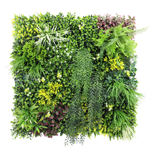 Panou din plante artificiale,cu frunze, Naimeed D7434, Multicolor, 100x100 cm