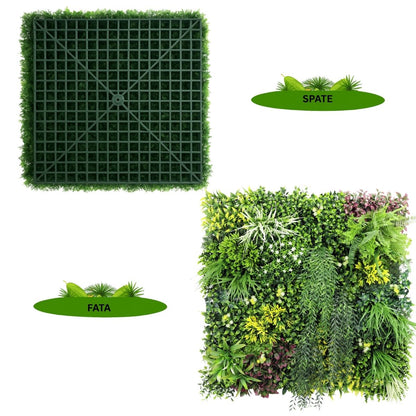 Panou din plante artificiale,cu frunze, Naimeed D7434, Multicolor, 100x100 cm