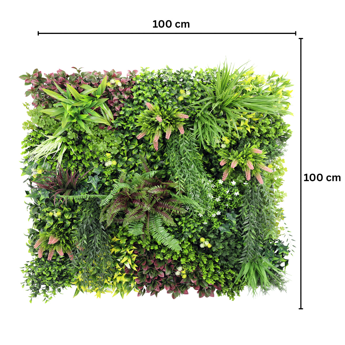 Panou din plante artificiale,cu frunze, Naimeed D7435, Multicolor, 100x100 cm