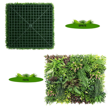 Panou din plante artificiale,cu frunze, Naimeed D7435, Multicolor, 100x100 cm