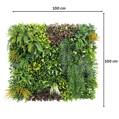 Panou din plante artificiale,cu frunze, Naimeed D7436, Multicolor, 100x100 cm