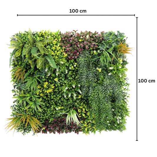 Panou din plante artificiale,cu frunze, Naimeed D7436, Multicolor, 100x100 cm