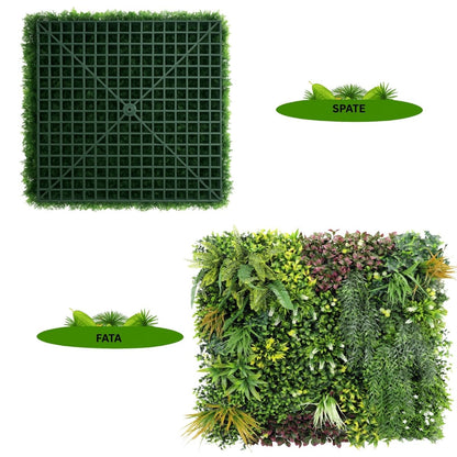 Panou din plante artificiale,cu frunze, Naimeed D7436, Multicolor, 100x100 cm