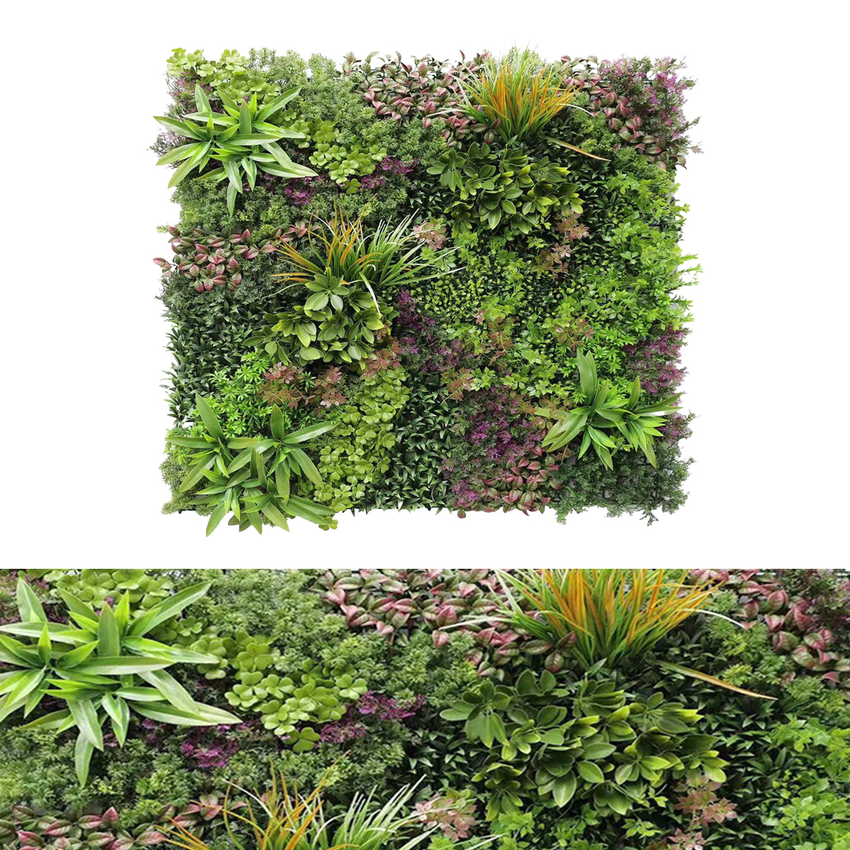 Panou din plante artificiale,cu frunze, Naimeed D7437, Multicolor, 100x100 cm