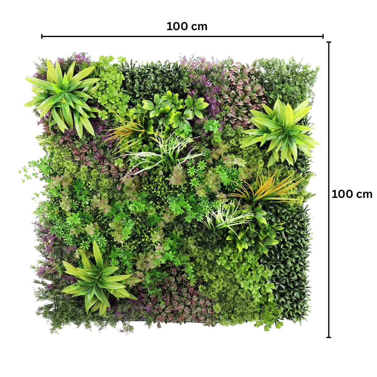 Panou din plante artificiale,cu frunze, Naimeed D7438, Multicolor, 100x100 cm