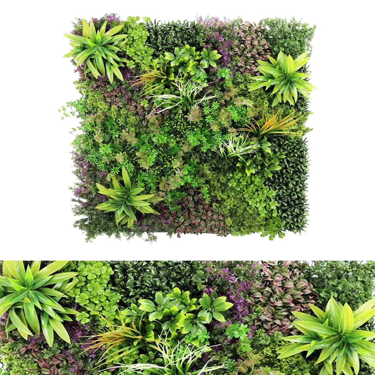 Panou din plante artificiale,cu frunze, Naimeed D7438, Multicolor, 100x100 cm