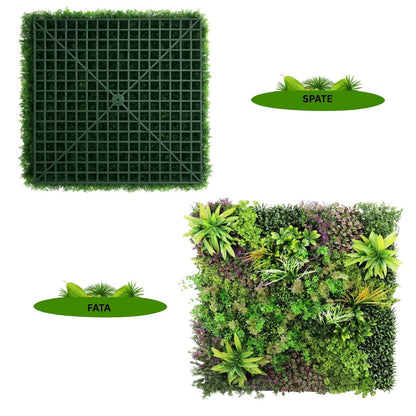 Panou din plante artificiale,cu frunze, Naimeed D7438, Multicolor, 100x100 cm