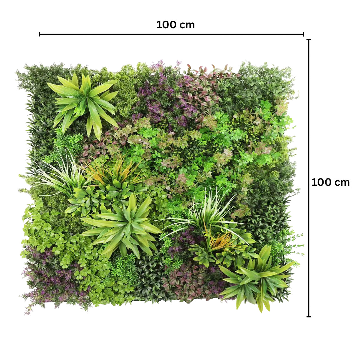 Panou din plante artificiale,cu frunze, Naimeed D7439, Multicolor, 100x100 cm