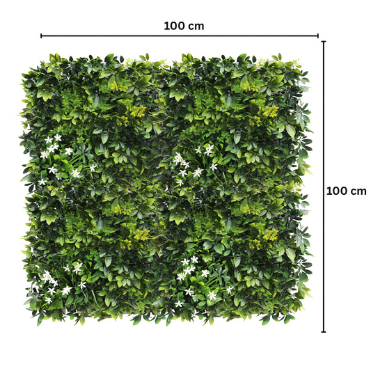 Panou din plante artificiale,cu frunze, Naimeed D7440, Verde, 100x100 cm