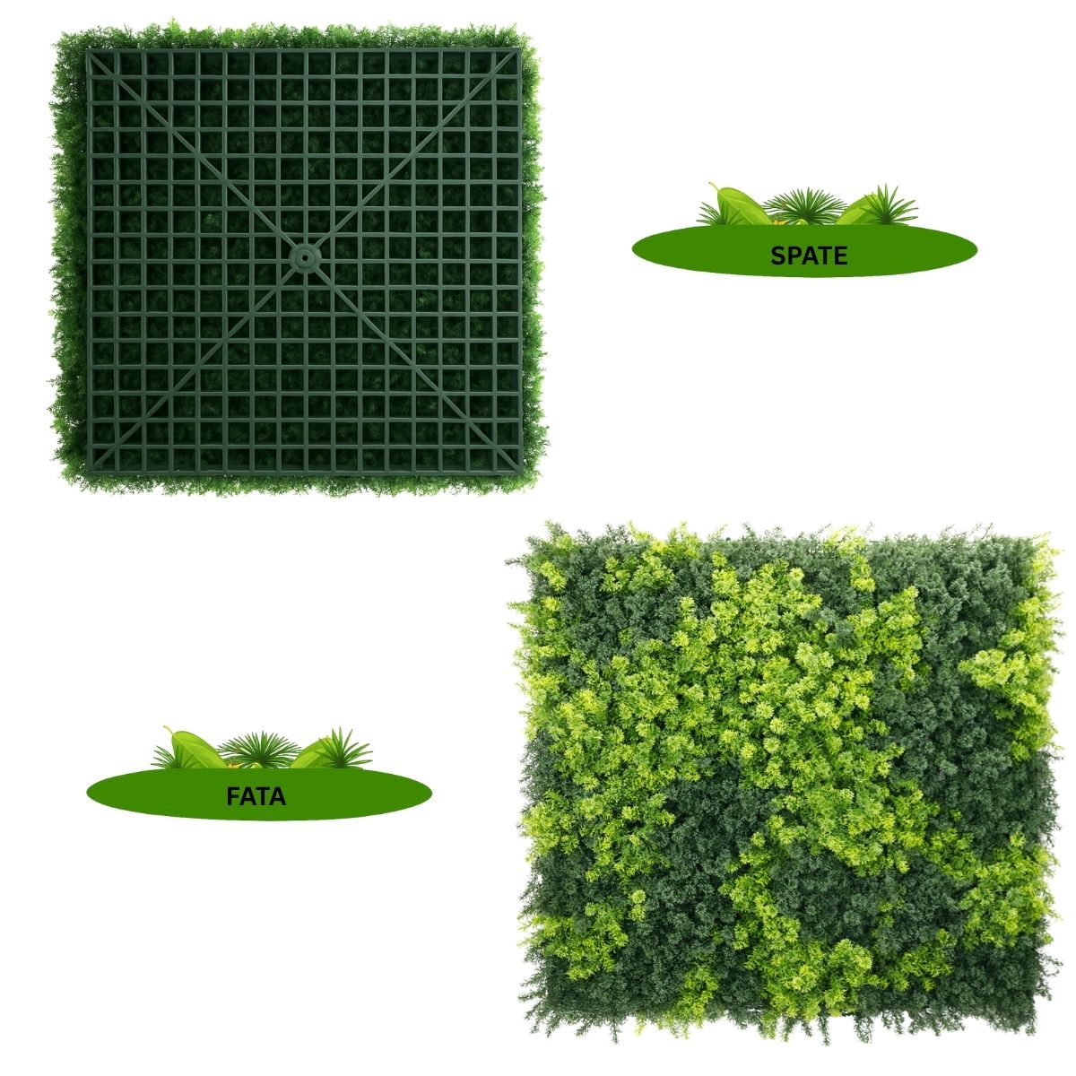 Panou din plante artificiale,cu frunze, Naimeed D7443, Verde, 100x100 cm
