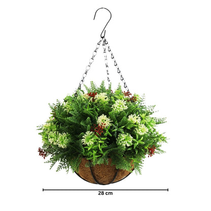 Planta artificiala suspendata, cu ghiveci din fibra de cocos, Naimeed D7450, diametru 28cm, Multicolor