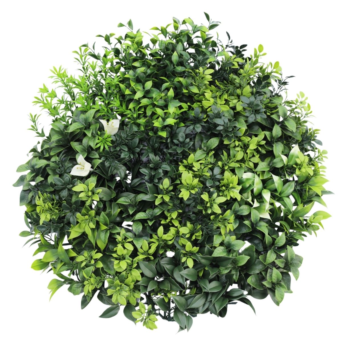 Aranjament decorativ, de perete, cu ramă din aluminiu și plante artificiale Naimeed D7451, diametru 50 cm