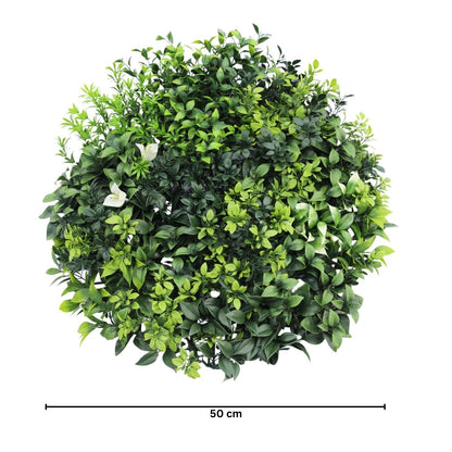 Aranjament decorativ, de perete, cu ramă din aluminiu și plante artificiale Naimeed D7451, diametru 50 cm