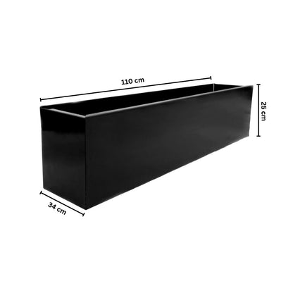 Jardinieră metalică, Naimeed D7461, elegantă, rezistentă și versatilă, Dimensiuni 110x34x25cm, Negru