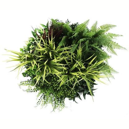 Aranjament decorativ, de perete, cu ramă din aluminiu și plante artificiale Naimeed D7467, diametru 50 cm