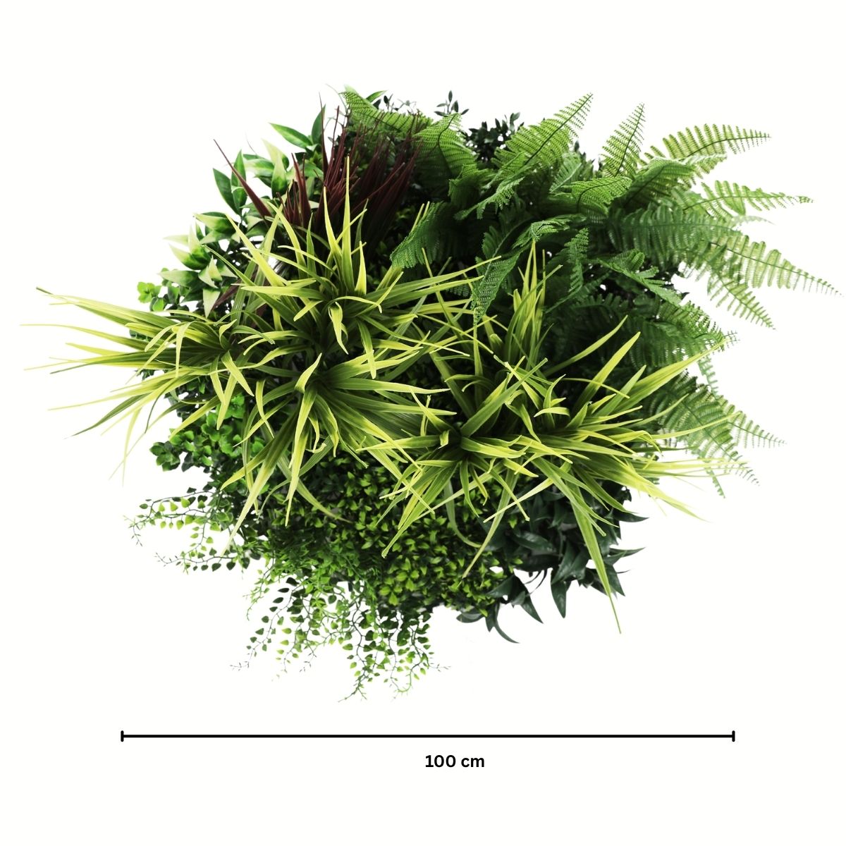 Aranjament decorativ, de perete, cu ramă din aluminiu și plante artificiale Naimeed D7467, diametru 50 cm