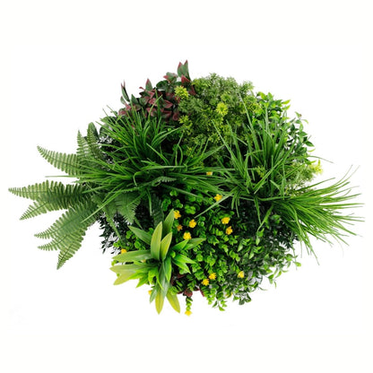 Aranjament decorativ, de perete, cu ramă din aluminiu și plante artificiale Naimeed D7468, diametru 50 cm