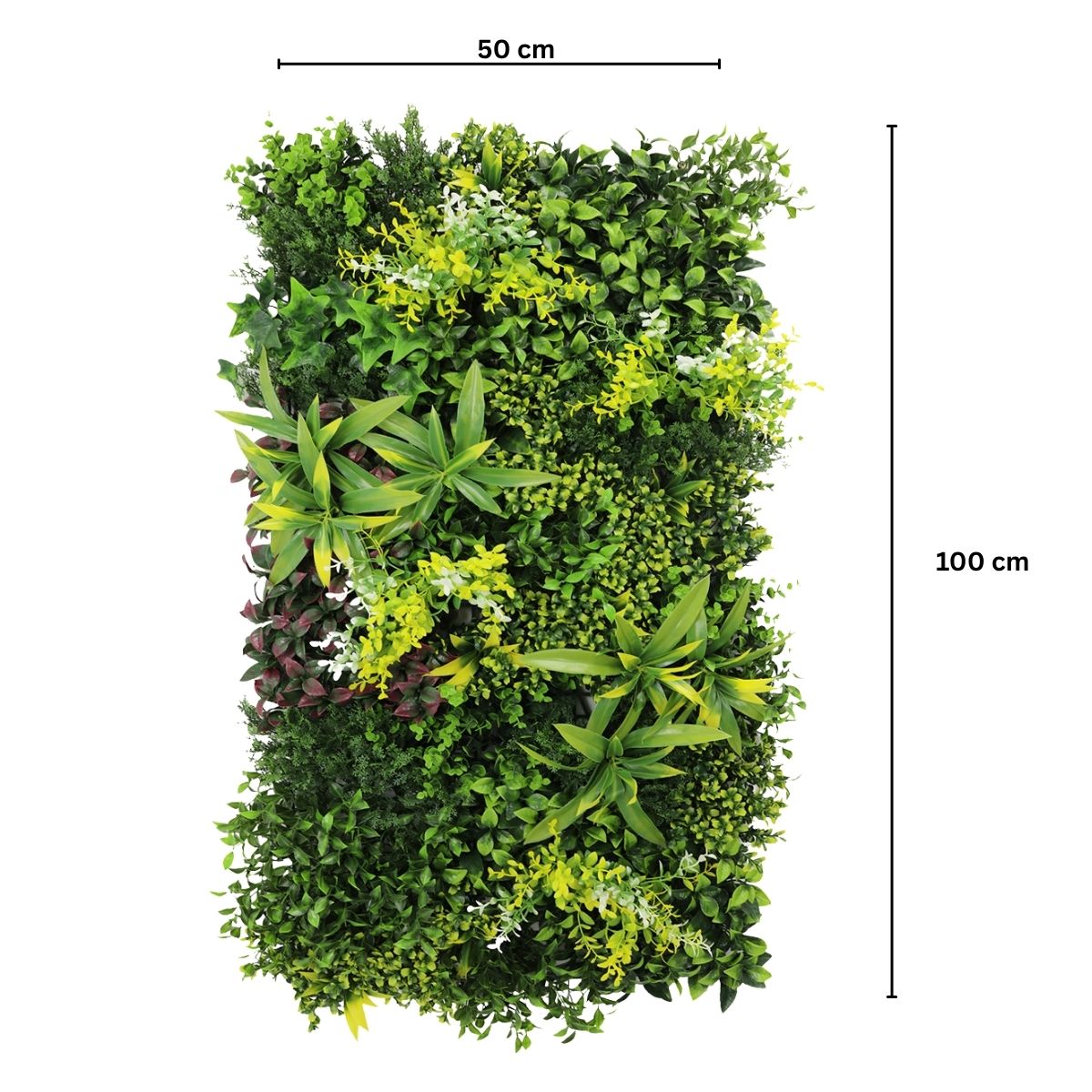 Panou din plante artificiale,cu frunze, Naimeed D7470, Multicolor, 50x100 cm