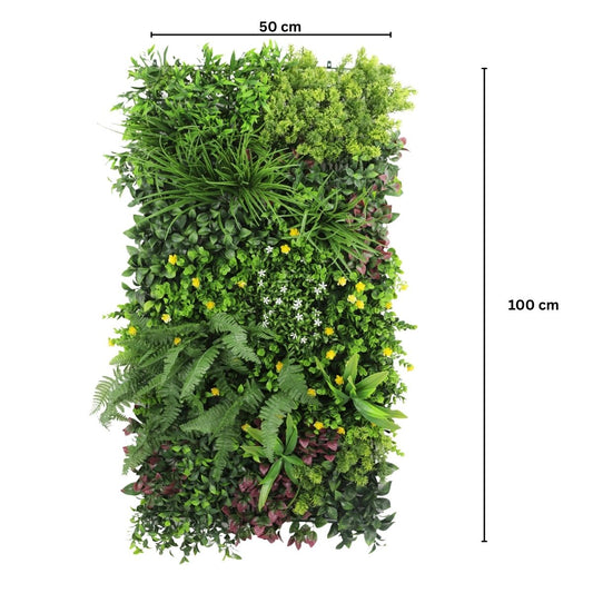 Panou din plante artificiale,cu frunze, Naimeed D7471, Multicolor, 50x100 cm