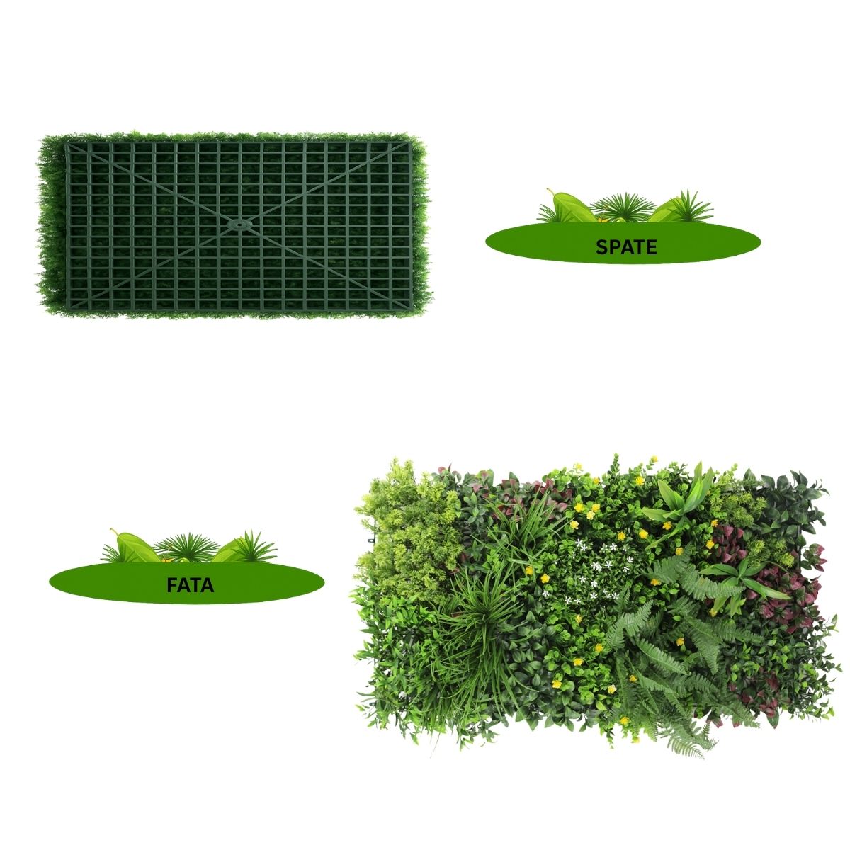 Panou din plante artificiale,cu frunze, Naimeed D7471, Multicolor, 50x100 cm