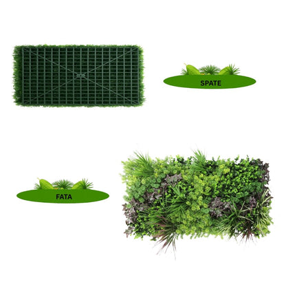 Panou din plante artificiale,cu frunze, Naimeed D7473, Multicolor, 50x100 cm