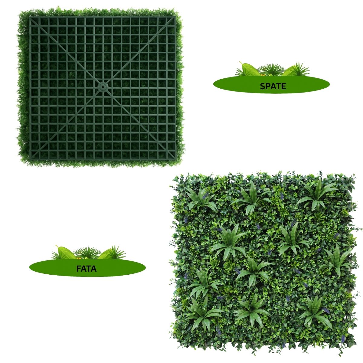 Panou din plante artificiale,cu frunze, Naimeed D7477, Verde, 100x100 cm