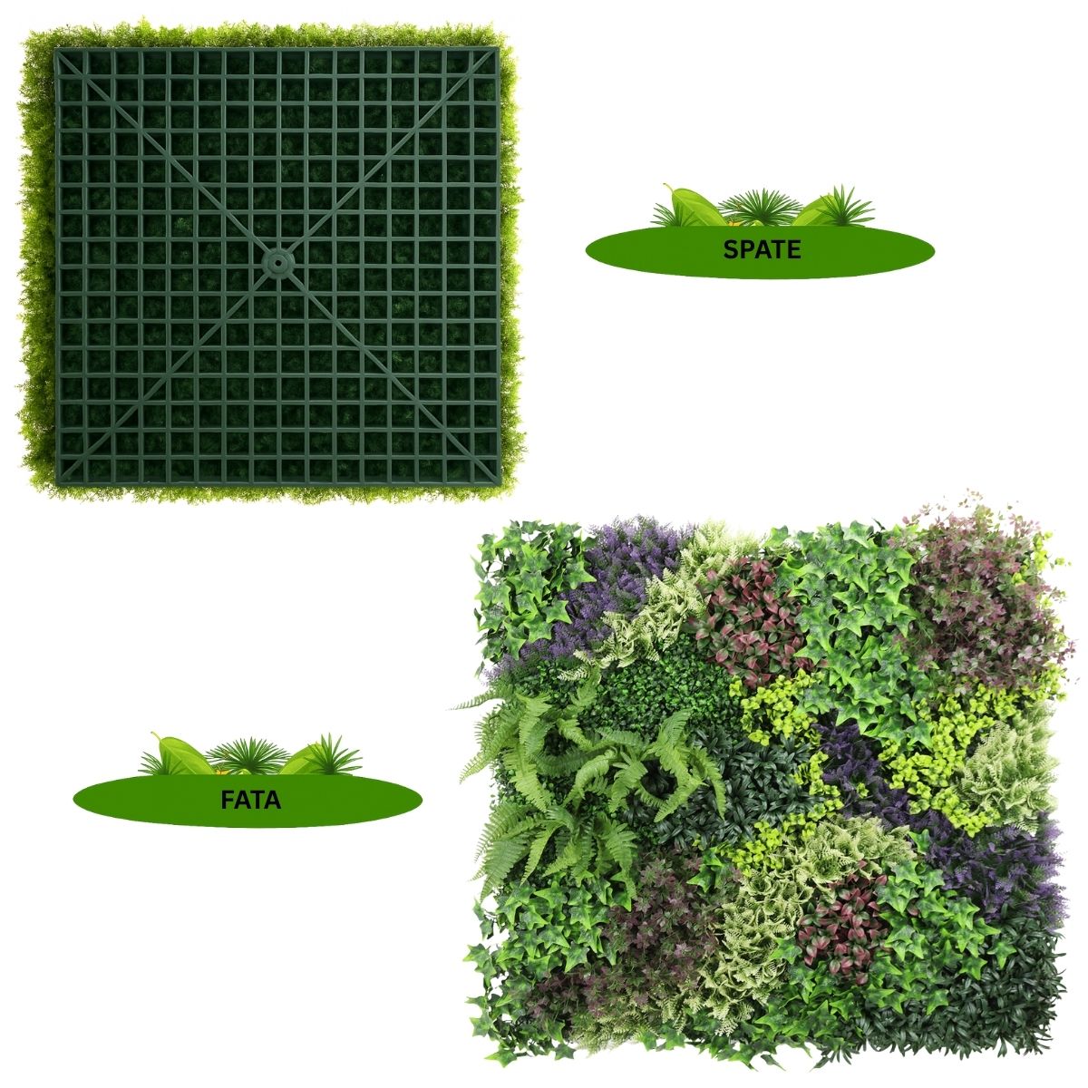 Panou din plante artificiale,cu frunze, Naimeed D7478, Multicolor, 100x100 cm