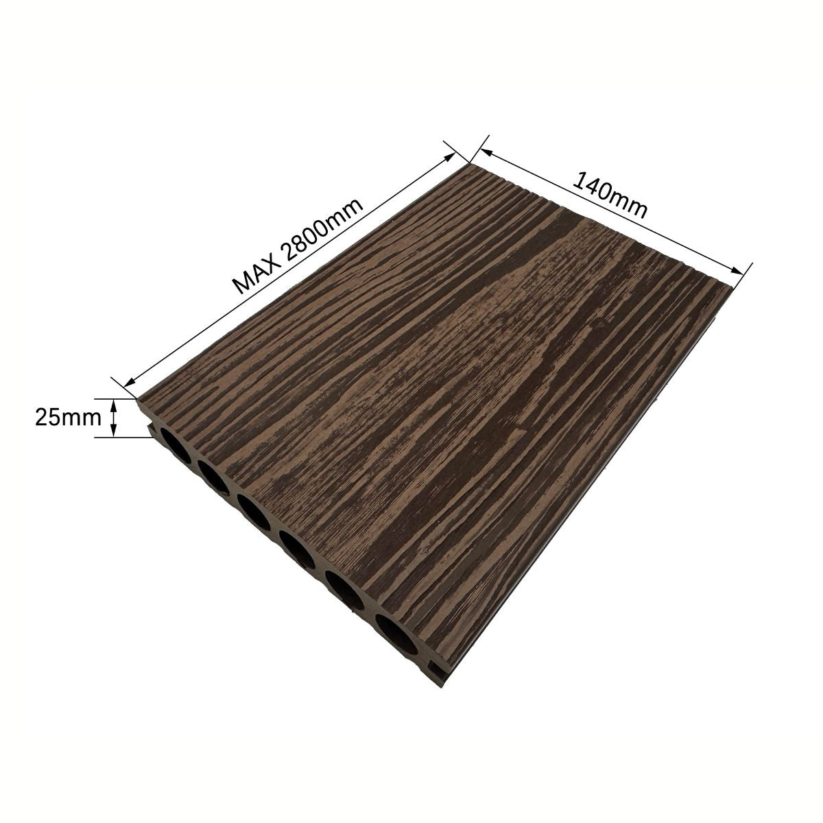 Pardoseala decking terasa din compozit WPC, Naimeed D7480, rezistenta sporita, 280x14x2.5cm, Maro deschis